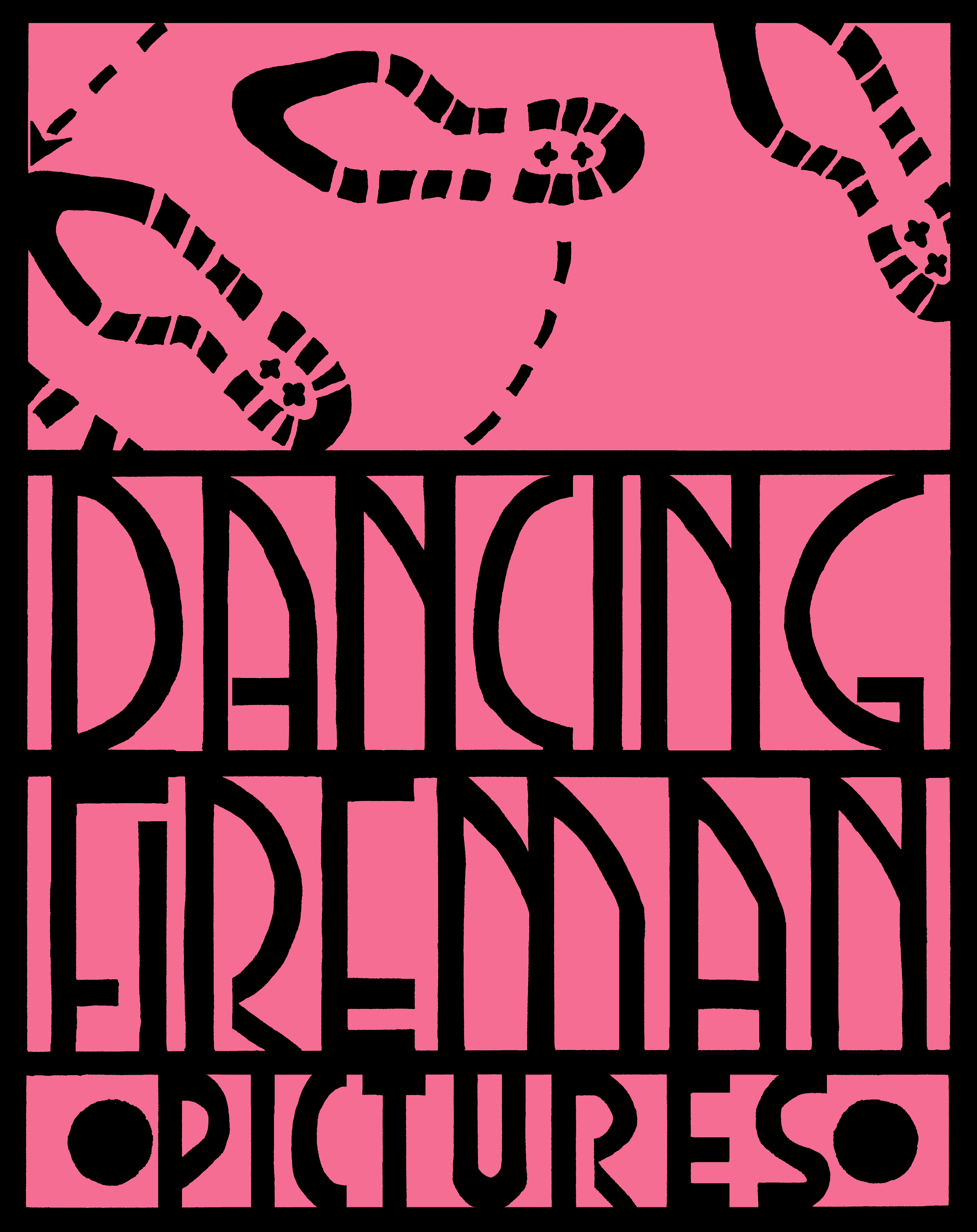 Dancing Fireman Films logo. 2020 Pen and ink, digital color.